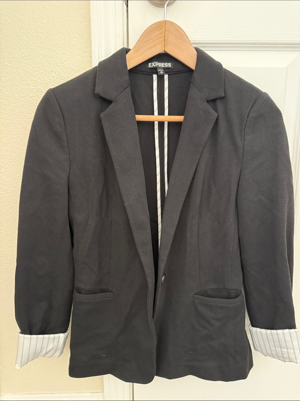 Express Black Women's-style Blazer with Rolled Cuffs